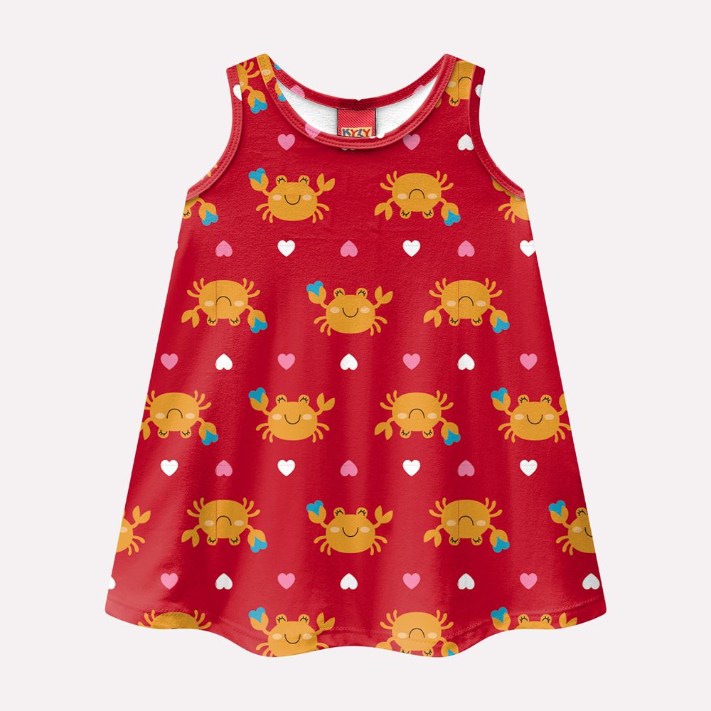 Vestido Infantil Kyly Caranguejo e Corações