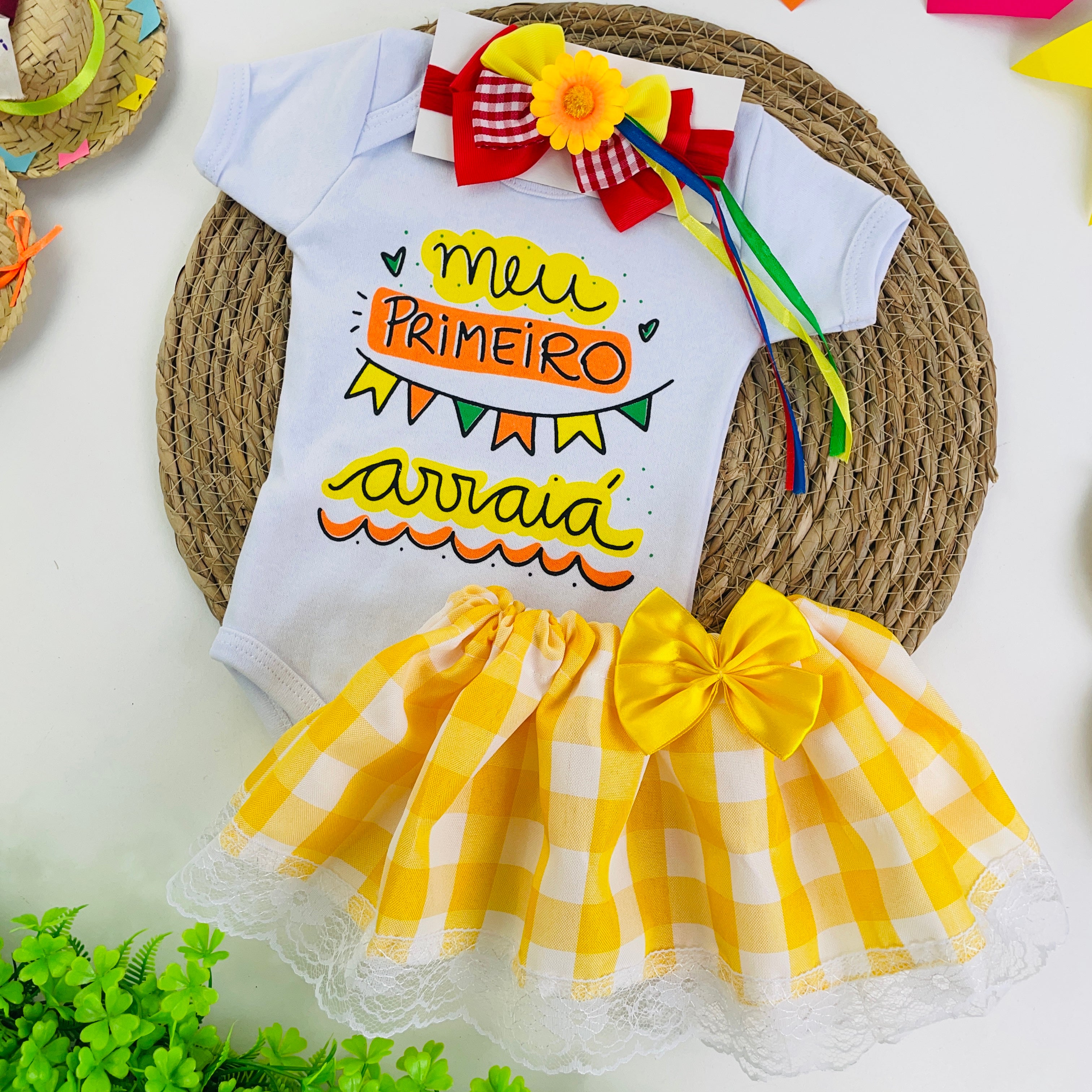 Look completo Body + Saia + Faixa de cabelo Festa Junina