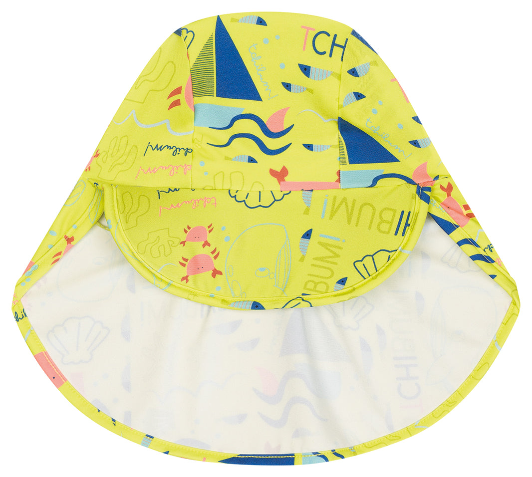 Macaquinho Infantil Masculino Kamylus Tchibum Fundo do Mar + Boné – Manga Longa UV50+ Proteção Solar