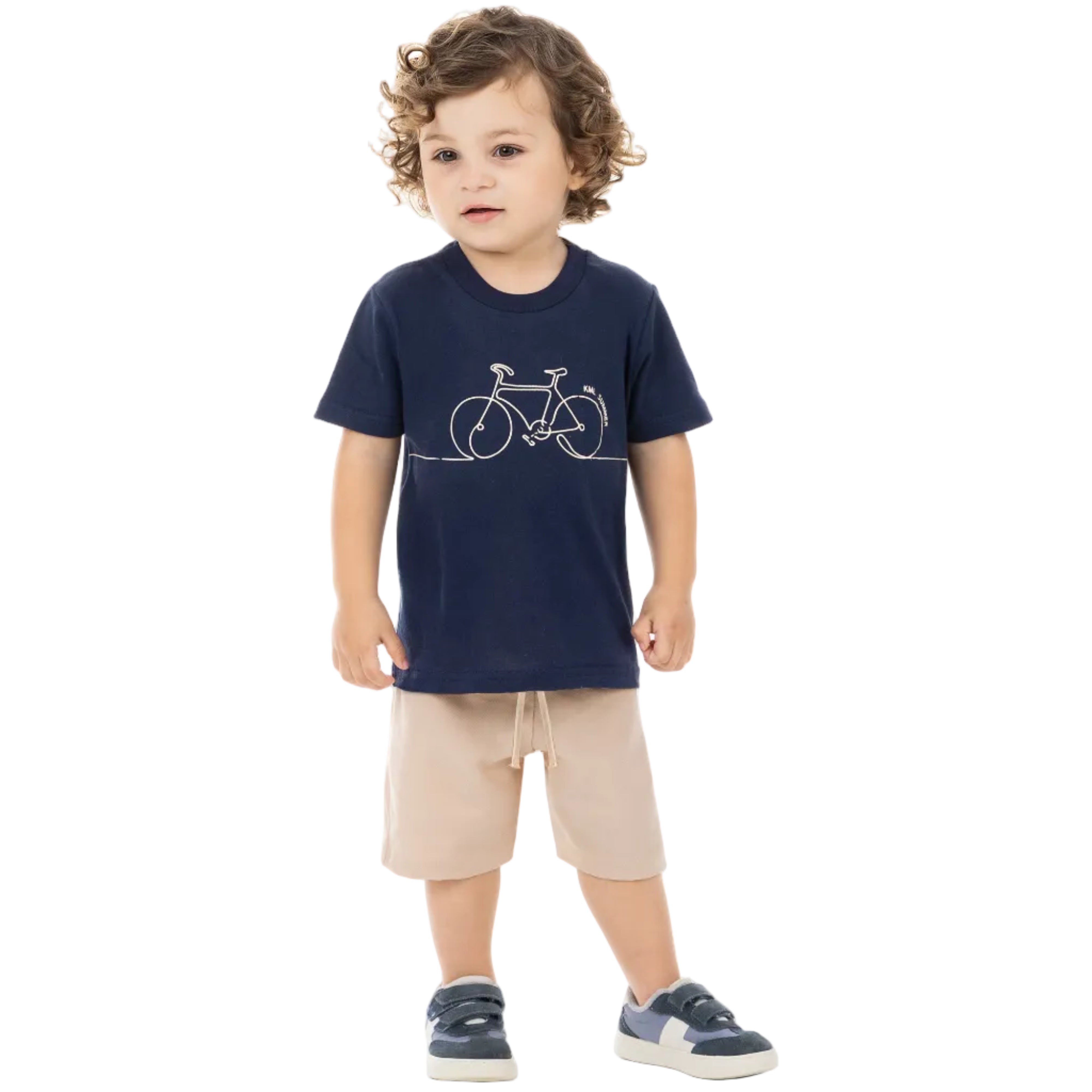 Conjunto Infantil Masculino Kamylus Bike KML Summer Camiseta e Bermuda Texturizada