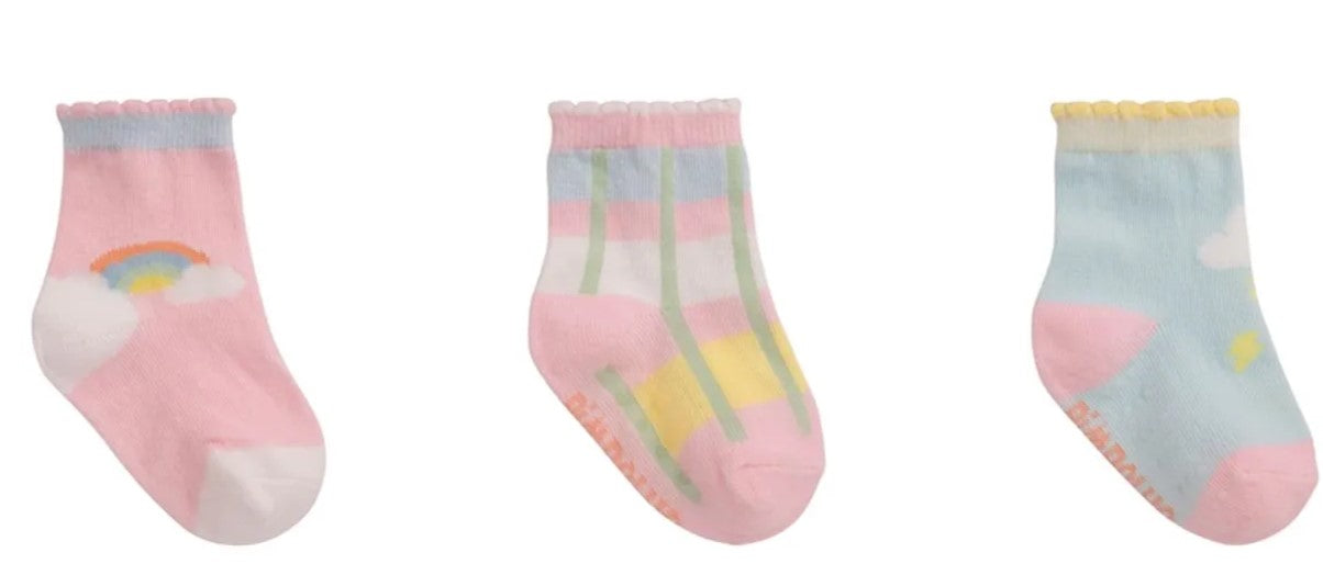 Kit Meia Infantil Feminina Pimpolho 16 ao 20 Antiderrapante Com 3 Pares