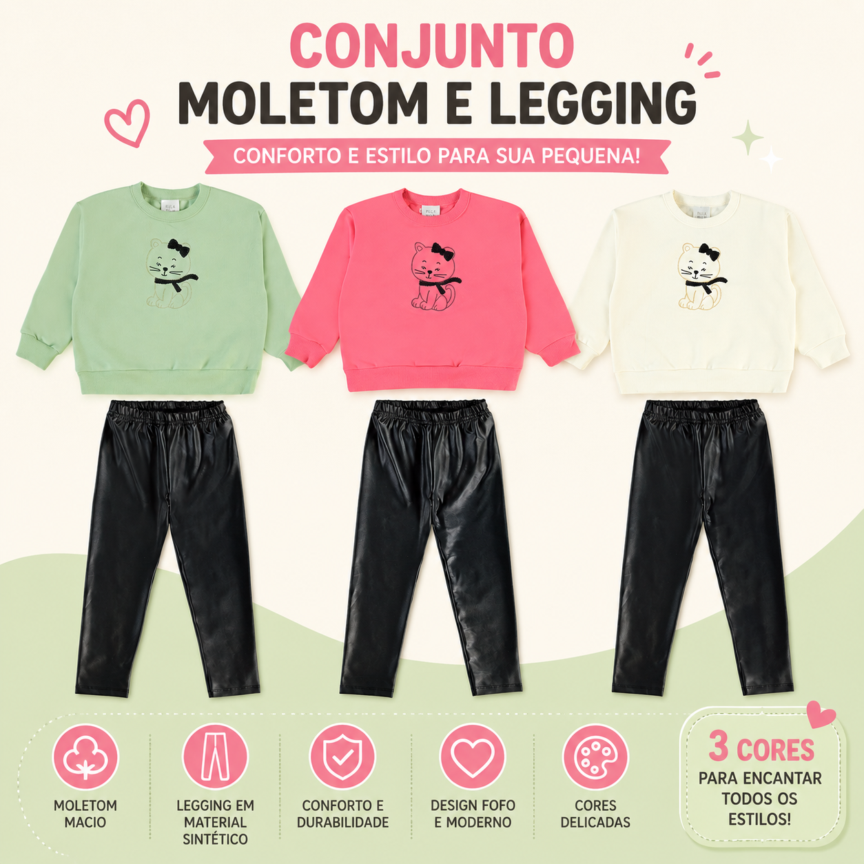 Conjunto Infantil Feminino Pulla Bulla Gatinha - Conforto, Estilo Moderno e Atitude