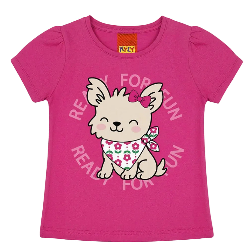 Conjunto Infantil Feminino Kyly Cachorrinha Ready For Fun Camiseta e Shorts