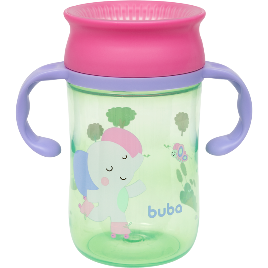 Copo de Treinamento 360 Buba Zoo 300 ml Antivazamento com Alça +12 Meses