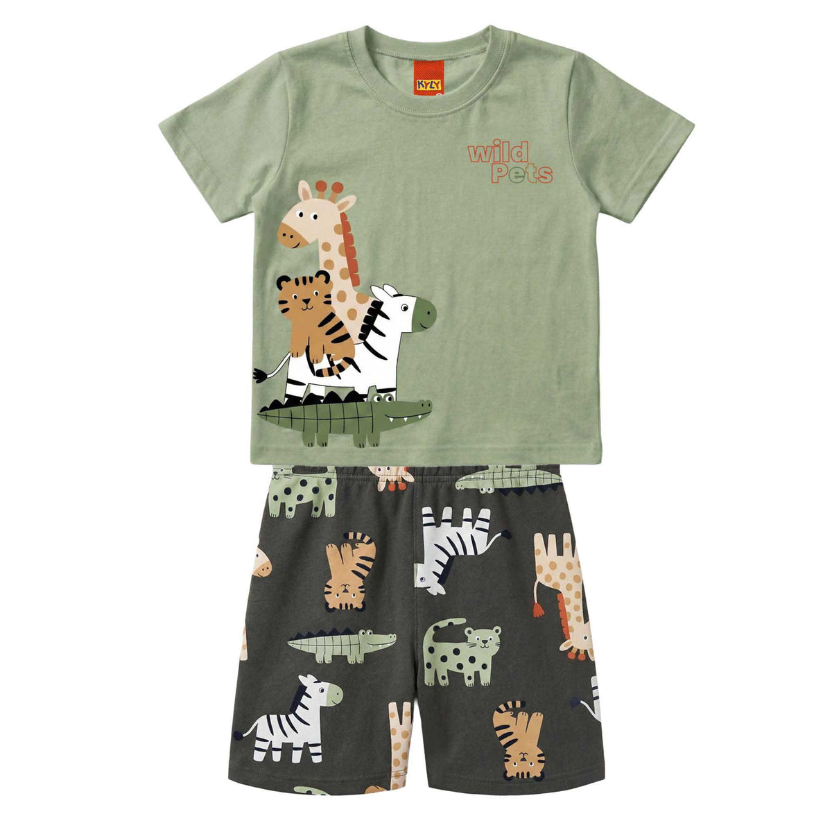 Conjunto Infantil Masculino Bebê Kyly Safari Wild Pets