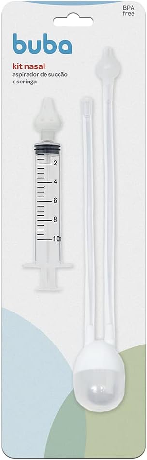 Kit Nasal Buba - Aspirador de Sucção e Seringa para Lavagem 10ml