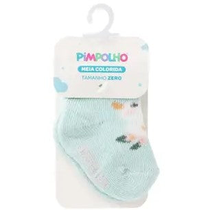 Meia Cano Alto Zero Feminina Pimpolho Colorida para Bebê