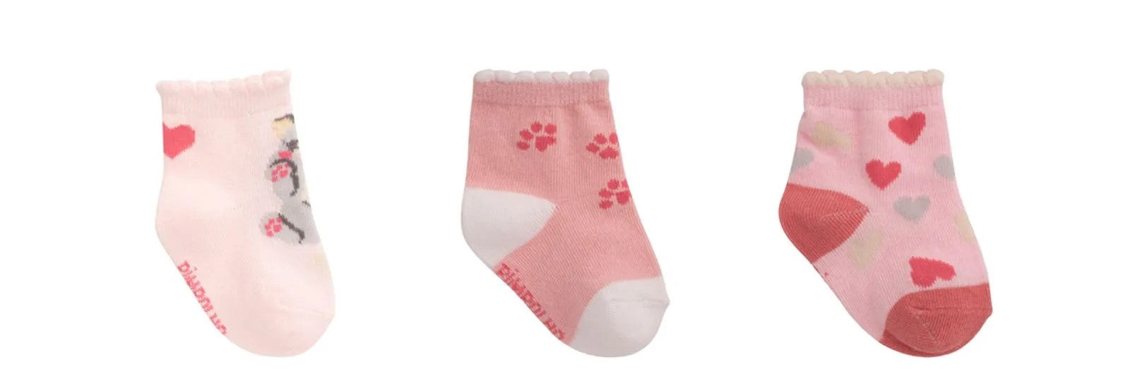 Kit Meia Infantil Feminina Pimpolho Recém Nascida Colorida Cano Alto Com 3 Pares