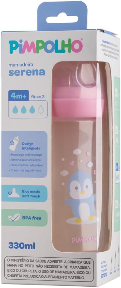 Mamadeira Pimpolho Serena 330ml 4M+