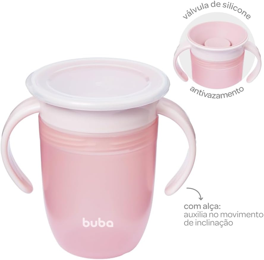 Copo de Treinamento 360 Antivazamento Buba com Alça 210ml