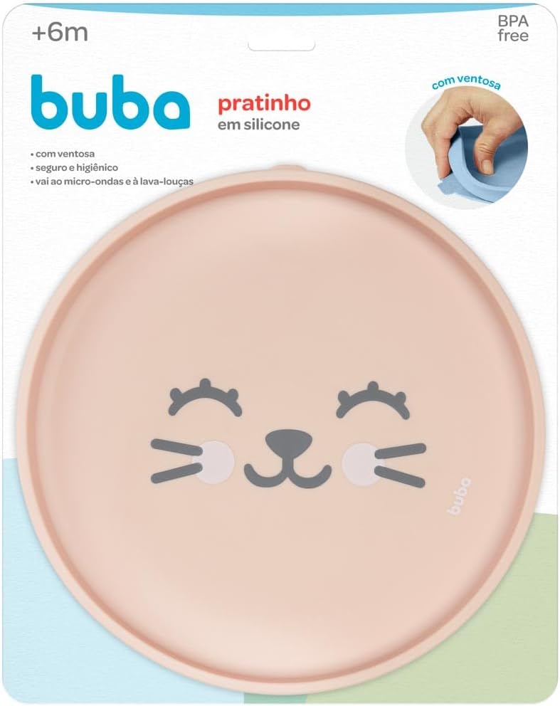 Prato Infantil Silicone com Ventosa Buba Antiderrapante