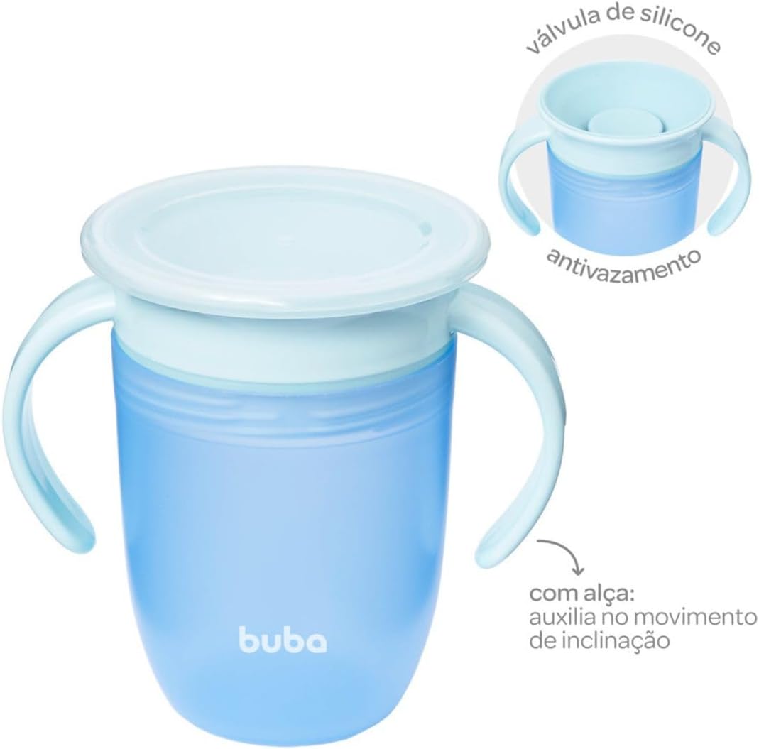 Copo de Treinamento 360 Antivazamento Buba com Alça 210ml