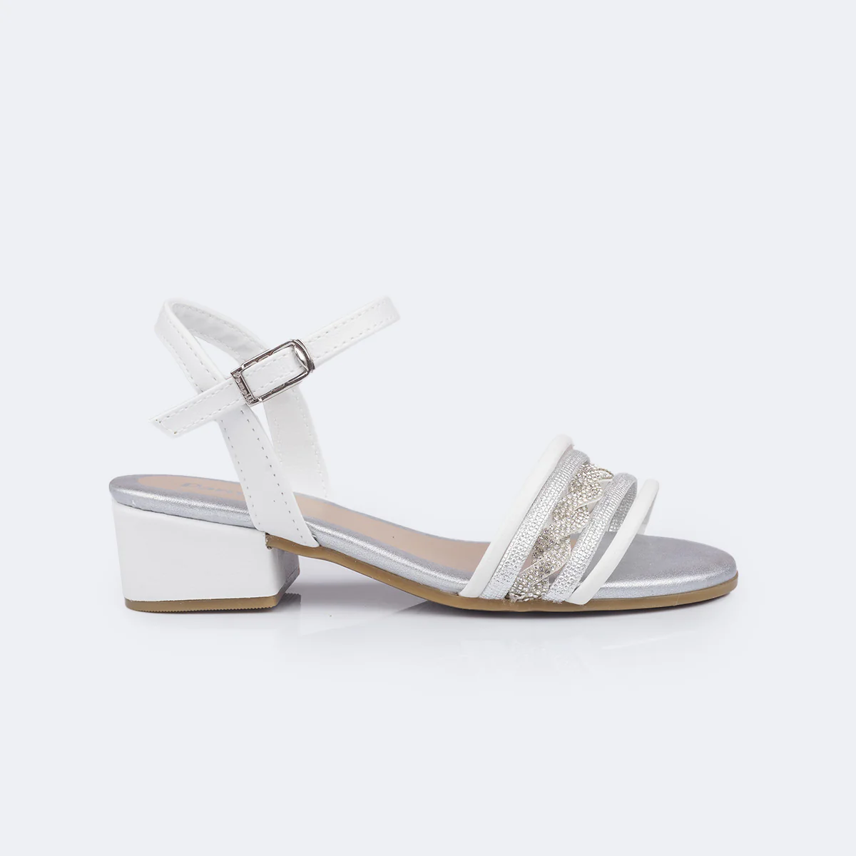 Sandália Infantil Pampili Fancy Trançada Saltinho Strass Brilho