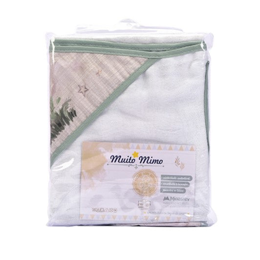 Toalha Fralda de Bebê com Capuz Estampado Muito Mimo 100% Algodão