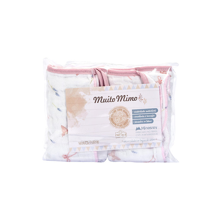 Kit Paninho de Boca Bebê Soft Muito Mimo com Prendedor de Chupeta 2 Pçs