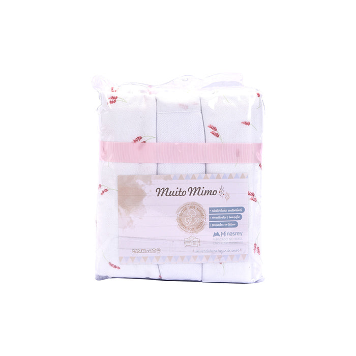 Kit Cueiro Muito Mimo Bordado Enxoval Unissex 80x80cm 3 Peças