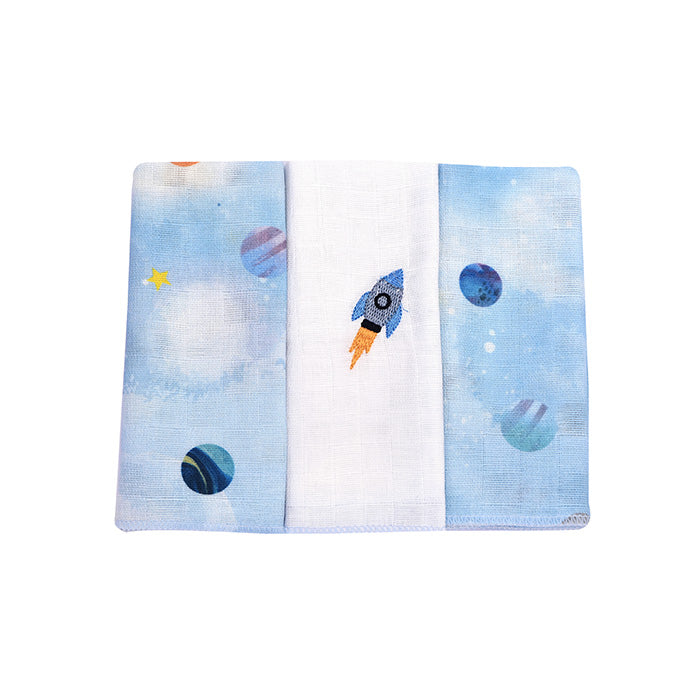 Kit Fralda Muito Mimo Bordada com Bainha Enxoval 3 Peças 70x70cm