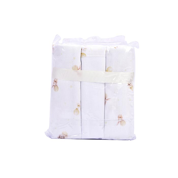 Kit Cueiro de Bebê Flanelado Muito Mimo Bichinhos 3 Peças 80x80cm