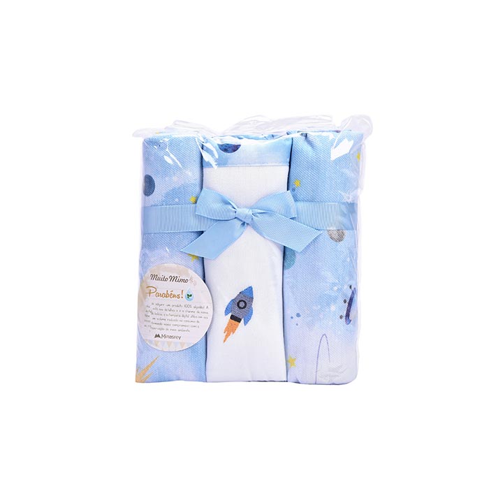 Kit Cueiro Muito Mimo Bordado 80x80cm 3 Peças