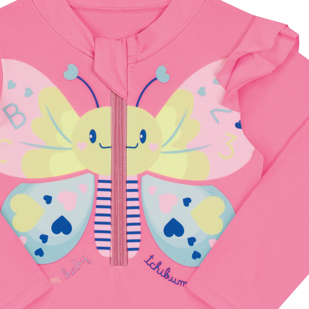 Maiô Infantil Manga Longa Kamylus Tchibum Borboleta UV50+ – Proteção Solar e Conforto