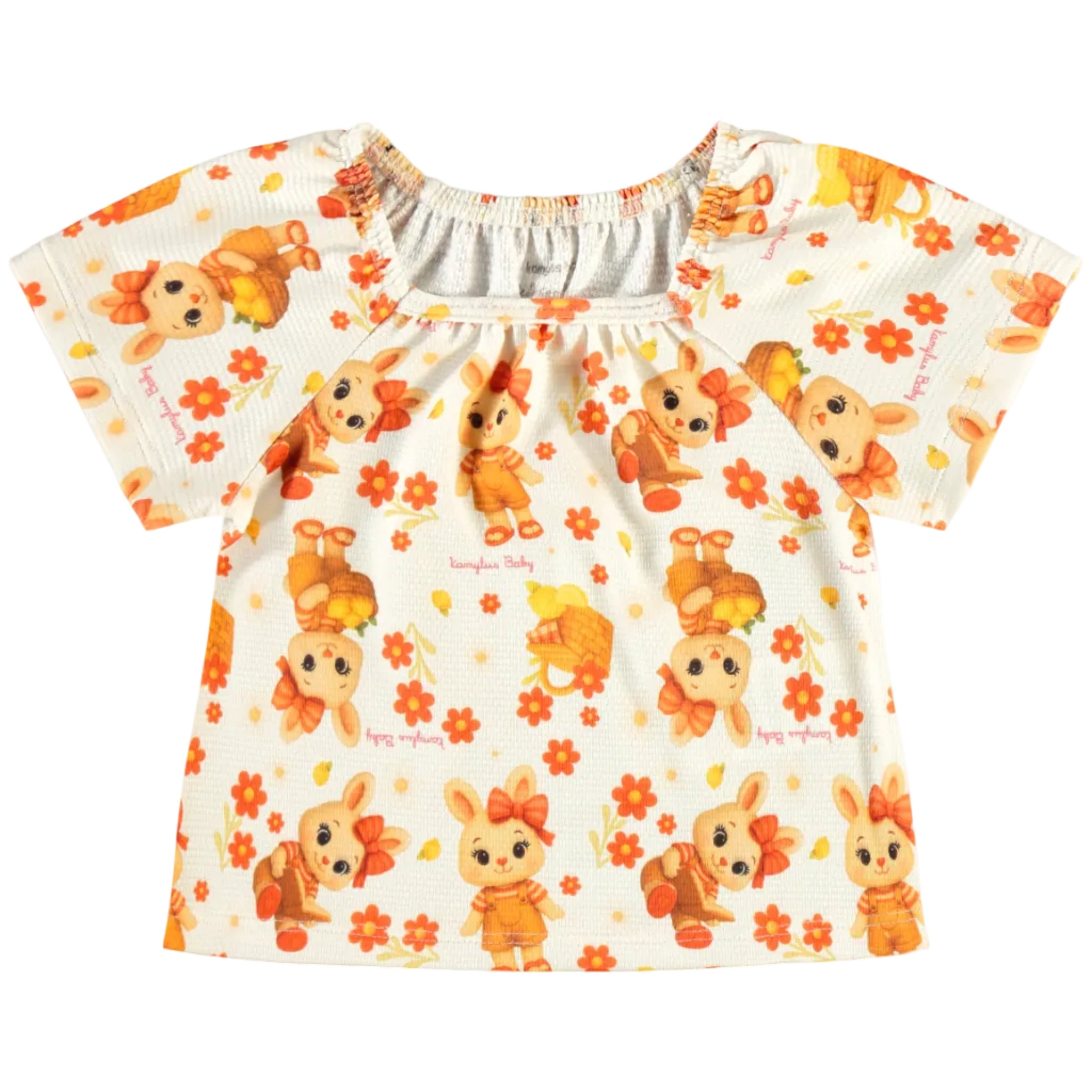 Conjunto Infantil Feminino Kamylus Batinha Favinho Sublimado e Shorts Piqué