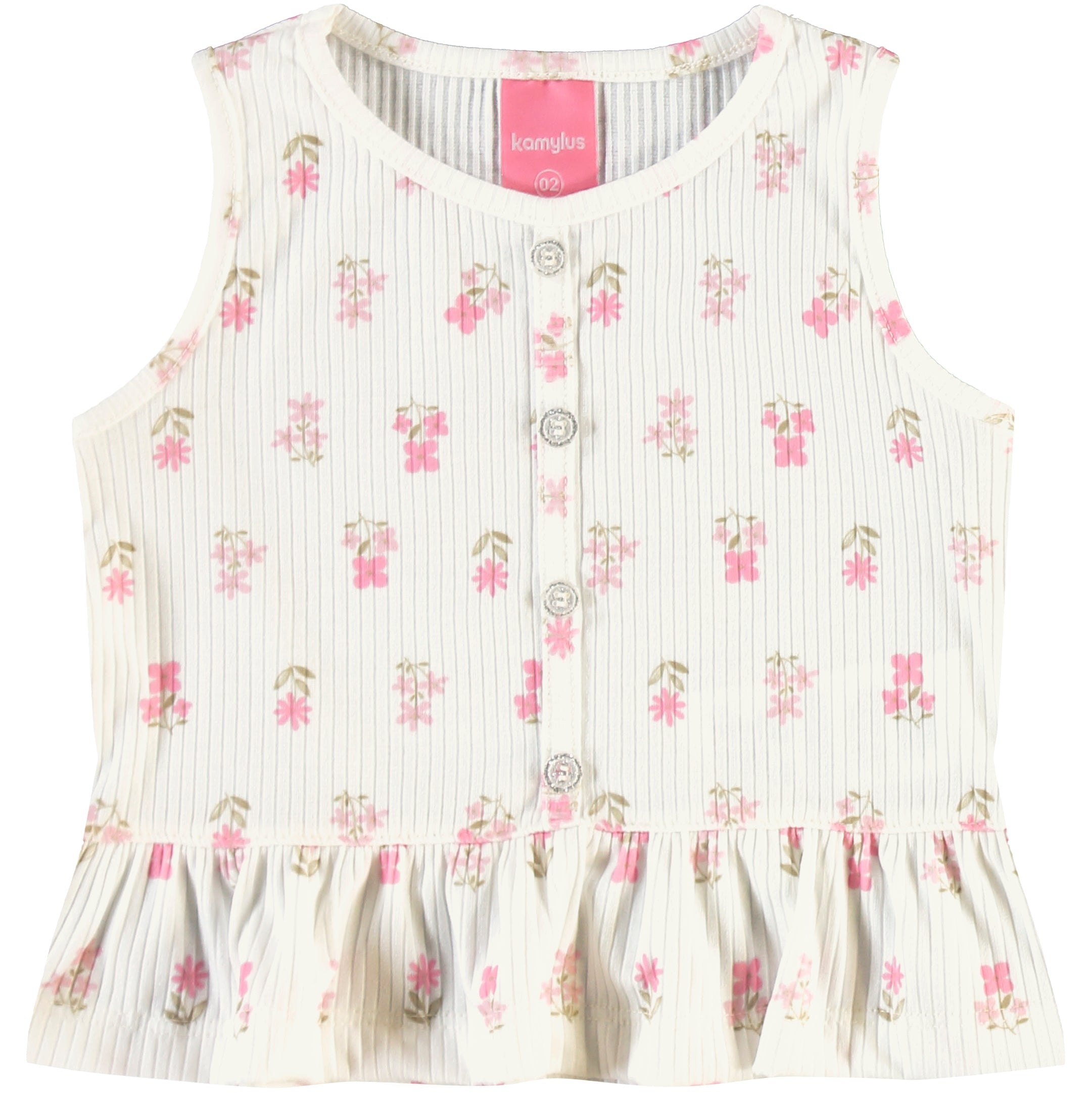 Conjunto Infantil Feminino Kamylus Florzinhas Regata e Shorts Soltinho