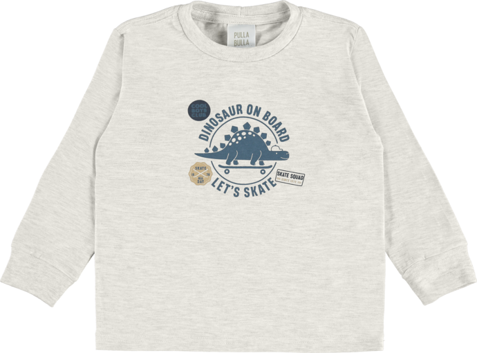 Camiseta Infantil Masculina Pulla Bulla Dinosaur On Board Manga Longa