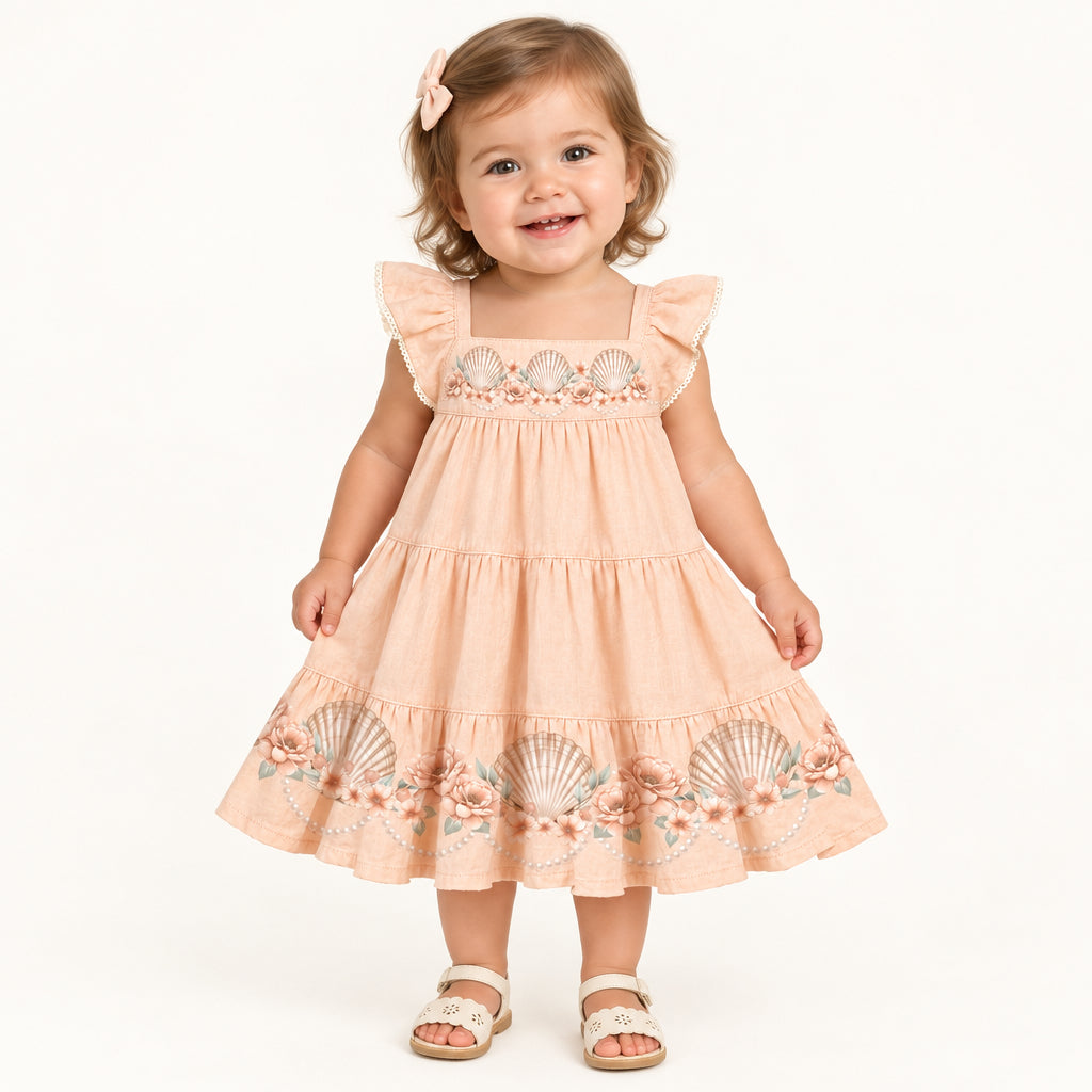 Vestido Bebê Feminino Milon Conchas e Flores