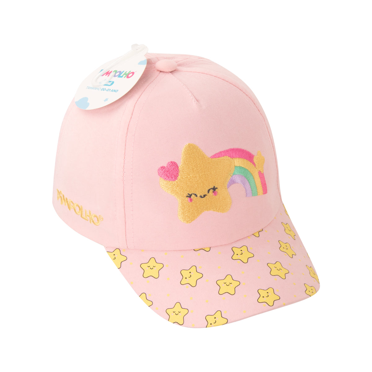 Boné Bebê Feminino Pimpolho Estampado com Velcro 0 a 1 Ano