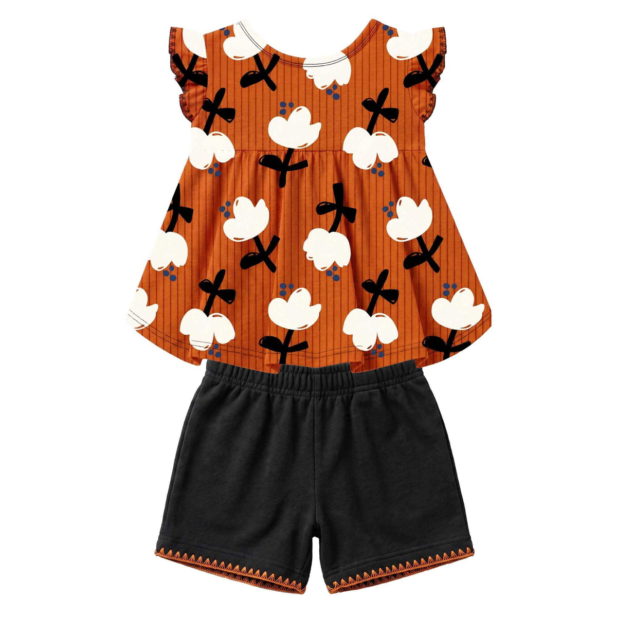 Conjunto Infantil Feminino Kyly Flor de Algodão Blusa e Short