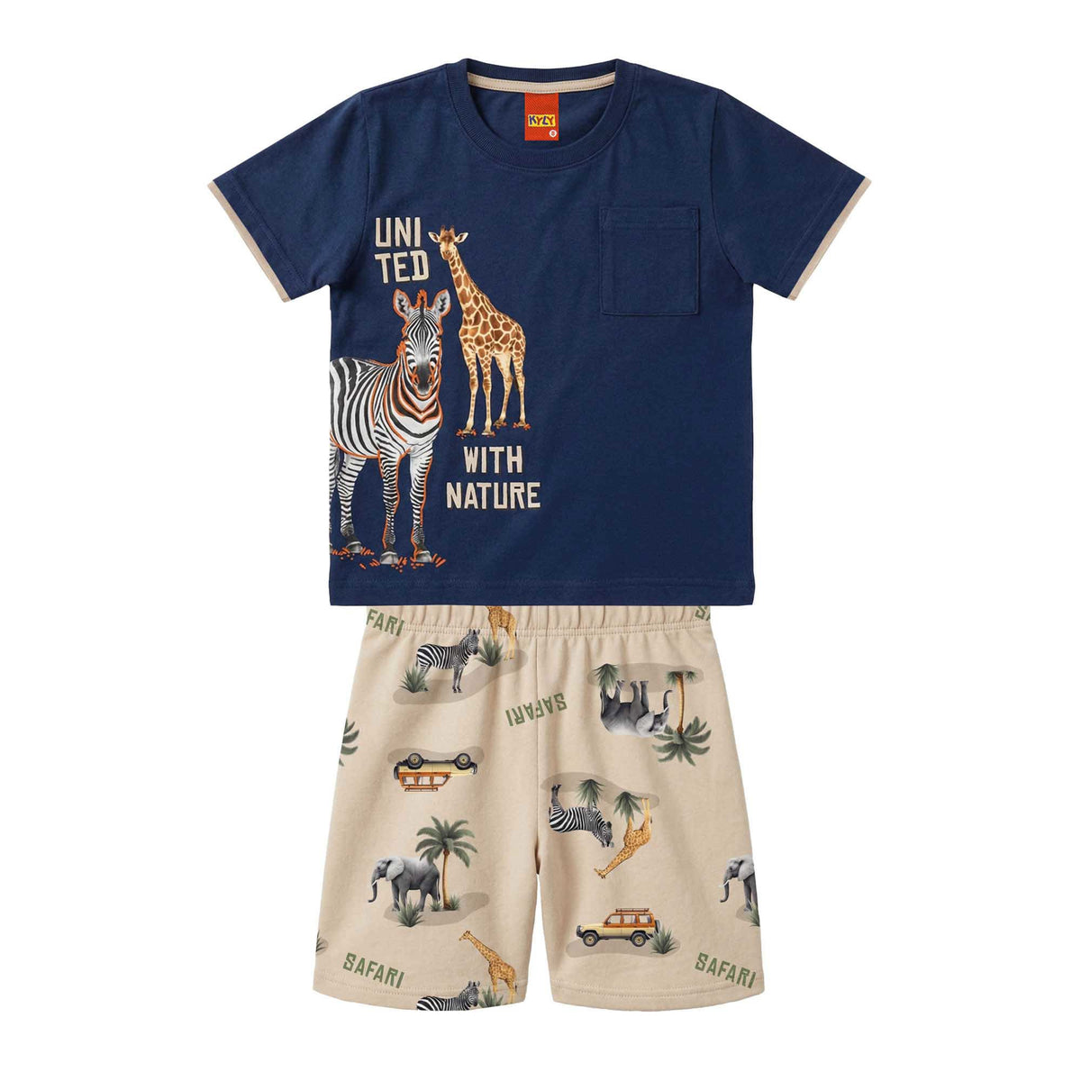 Conjunto Infantil Masculino Kyly Bebê Safari United T-Shirt e Short
