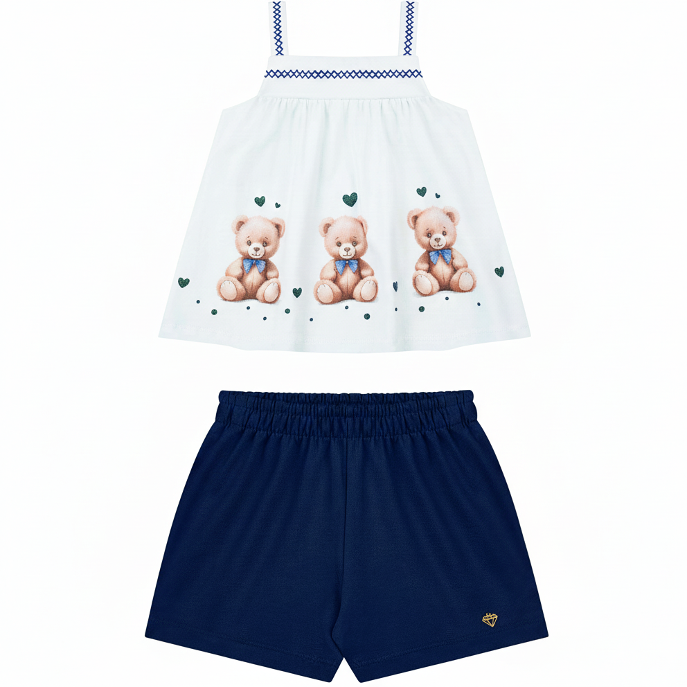 Conjunto Infantil Feminino Tiny Joy Ursinhas – conforto e fofura para o dia a dia