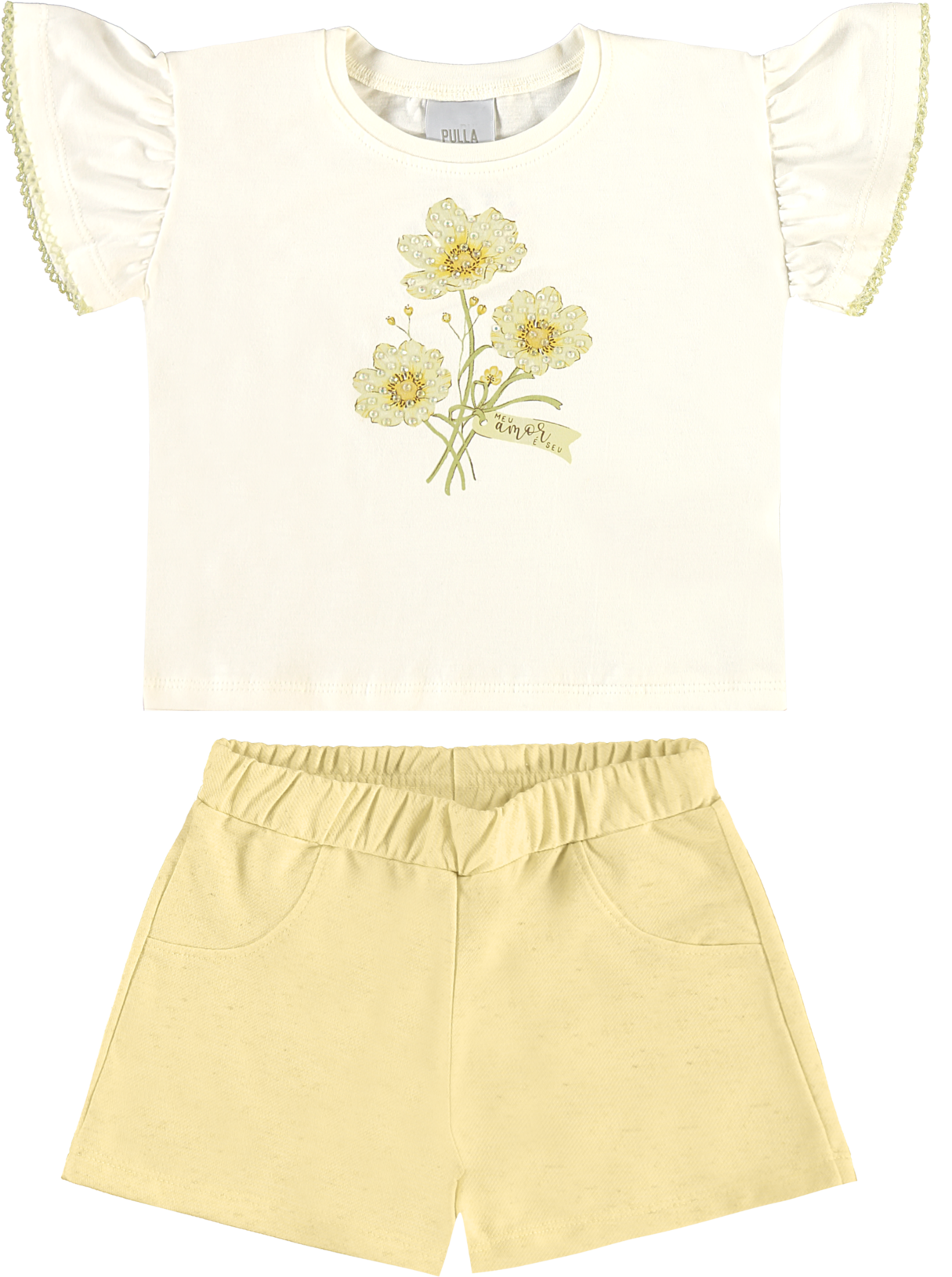 Conjunto Infantil Feminino Pulla Bulla com Blusa Estampada e Shorts – Conforto e Estilo para o Dia a Dia