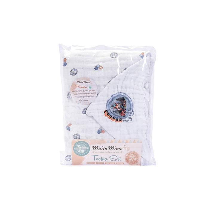 Toalhão Infantil Soft Muito Mimo com Capuz Bordado Enxoval 85x100cm