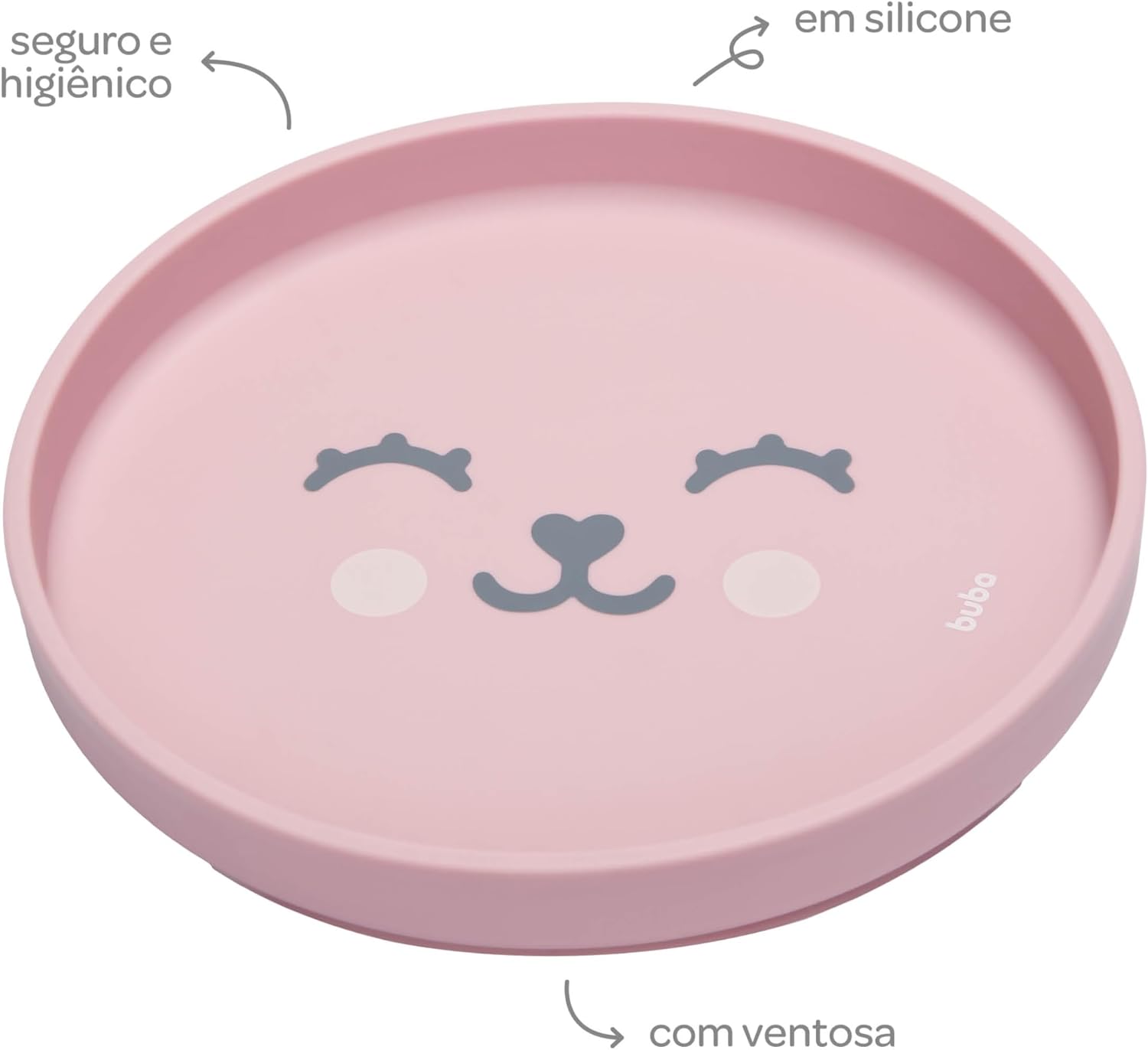 Prato Infantil Silicone com Ventosa Buba Antiderrapante