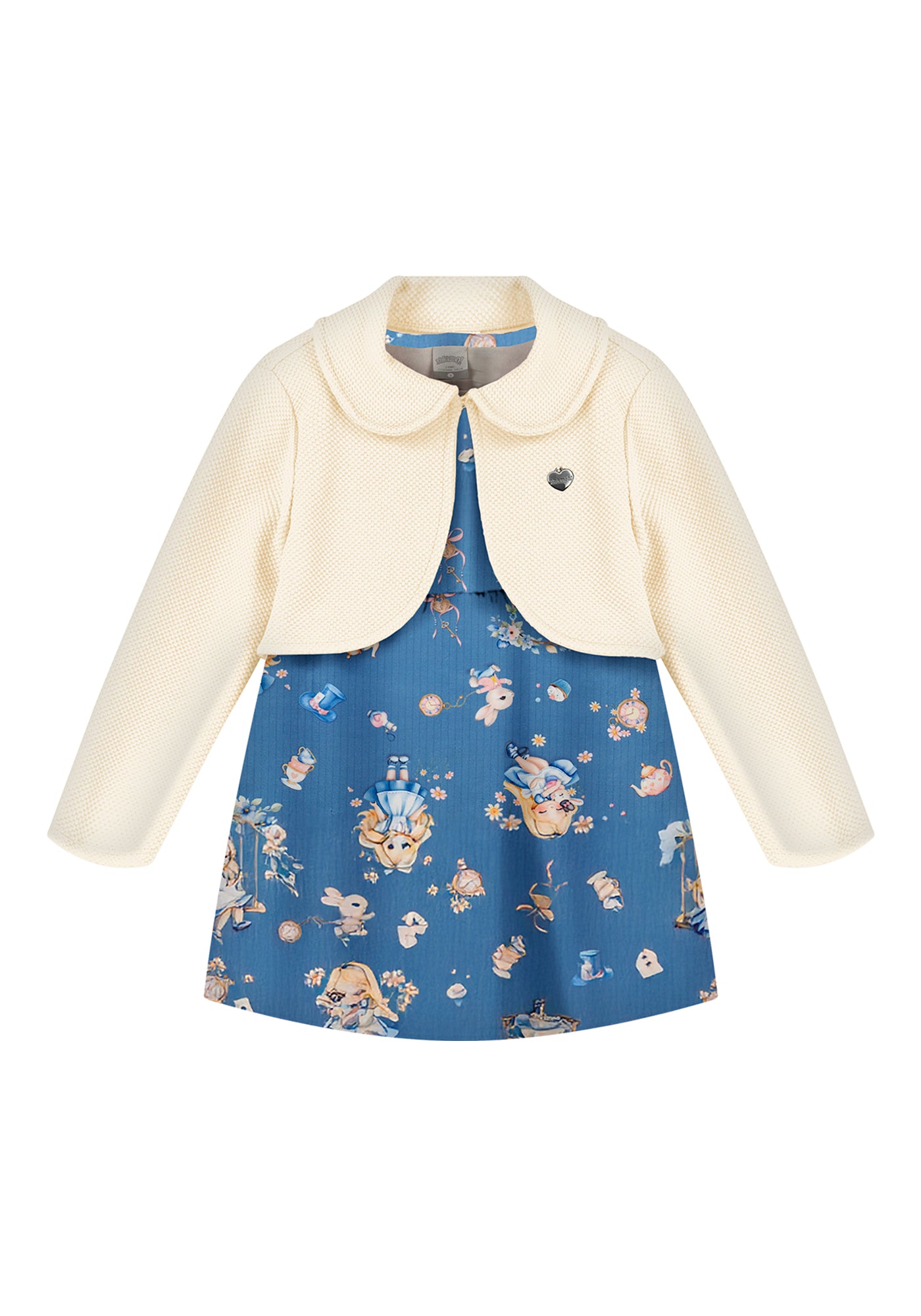 Vestido Infantil Alakazoo com Bolero Manga Longa Malha Soft