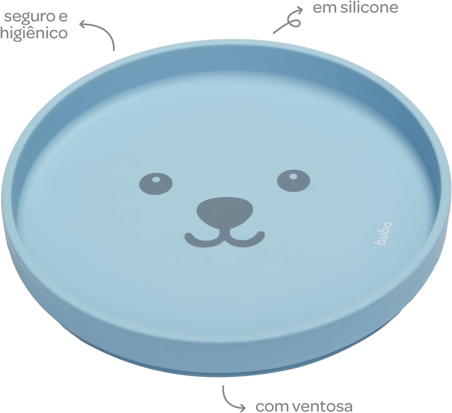 Prato Infantil Silicone com Ventosa Buba Antiderrapante