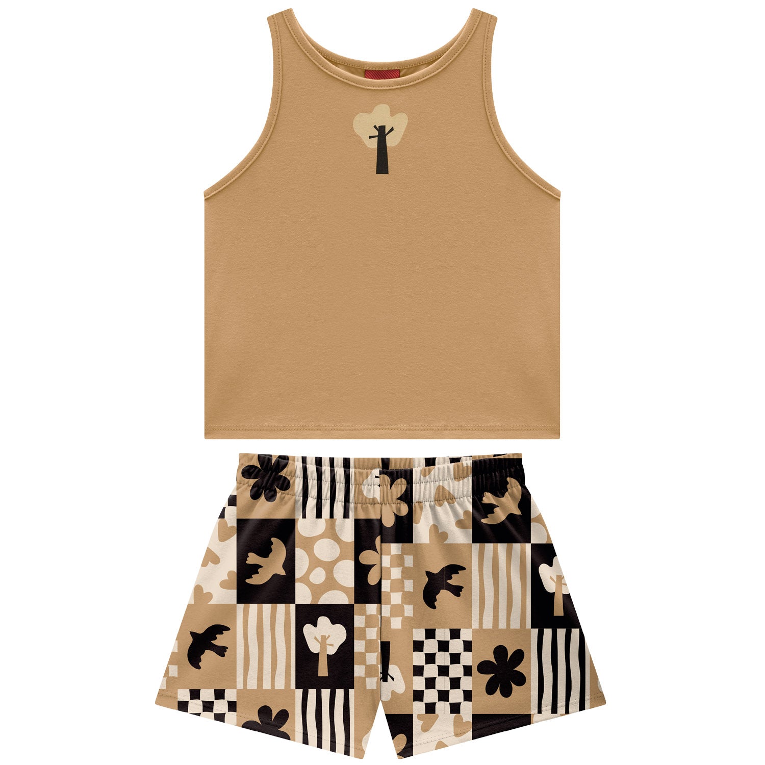 Conjunto Infantil Feminino Kyly Arvorezinha Regata e Shorts