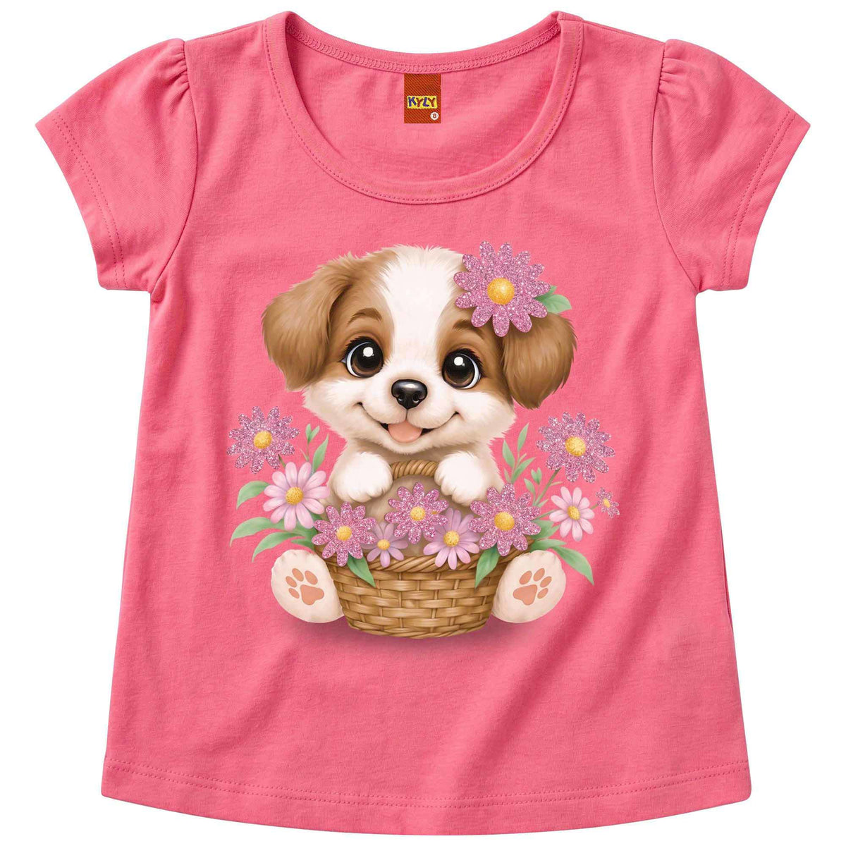 Blusa Infantil Feminina Kyly Bebê Cachorrinha Manga Curta