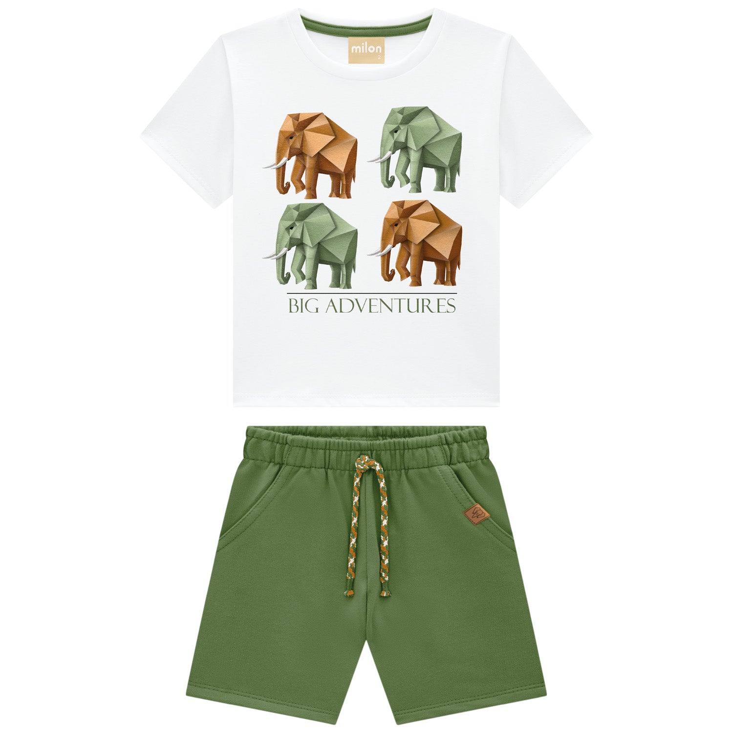 Conjunto Infantil Masculino Milon Elefantes Origami Big Adventures