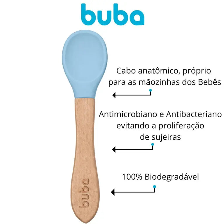 Colher Buba Em Silicone e Bambu +6M