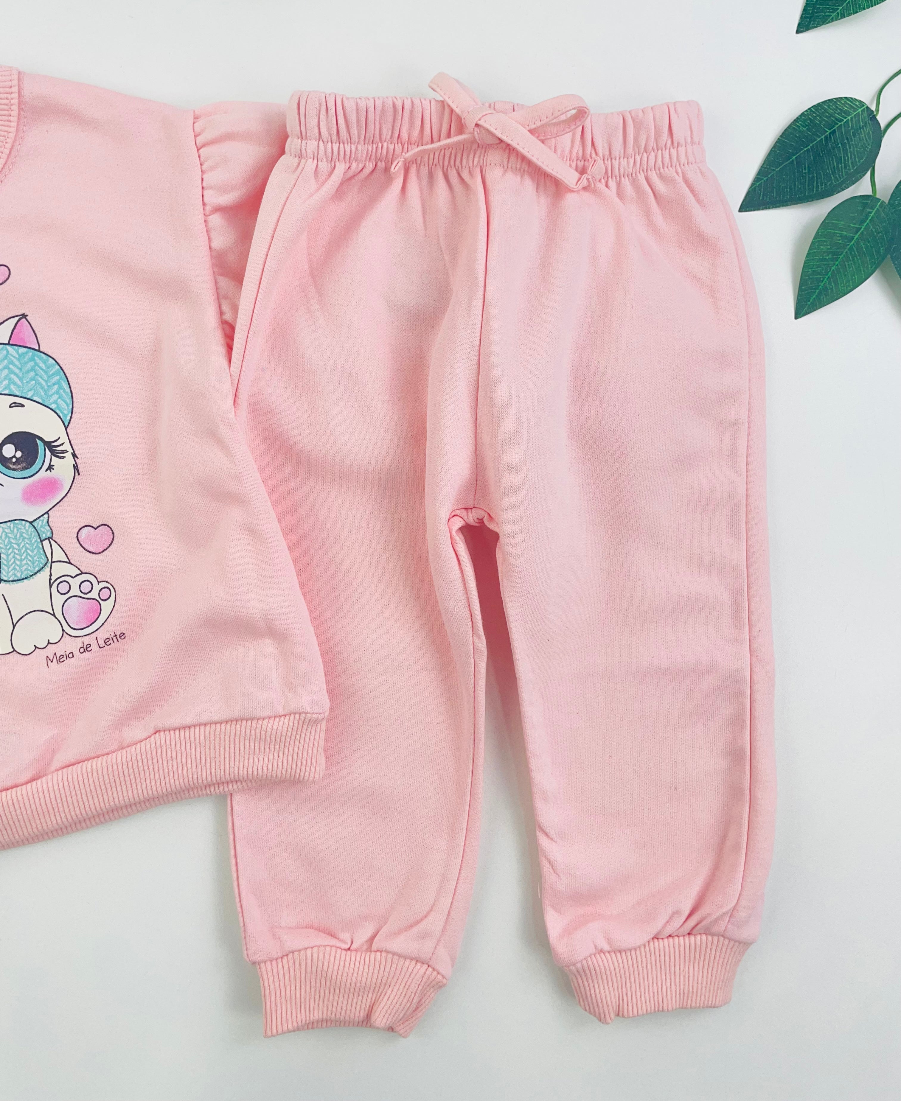 Conjunto Meia De Leite Bebe Gatinha Sou Toda Linda Linda