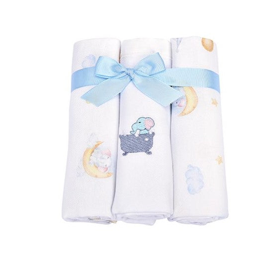 Kit Cueiro de Bebê Flanelado Muito Mimo Bichinhos 3 Peças 80x80cm
