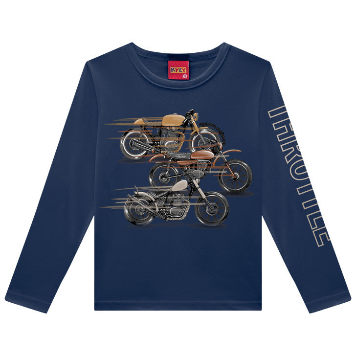 Camisa Infantil Kyly Manga Longa Moto Menino Inverno