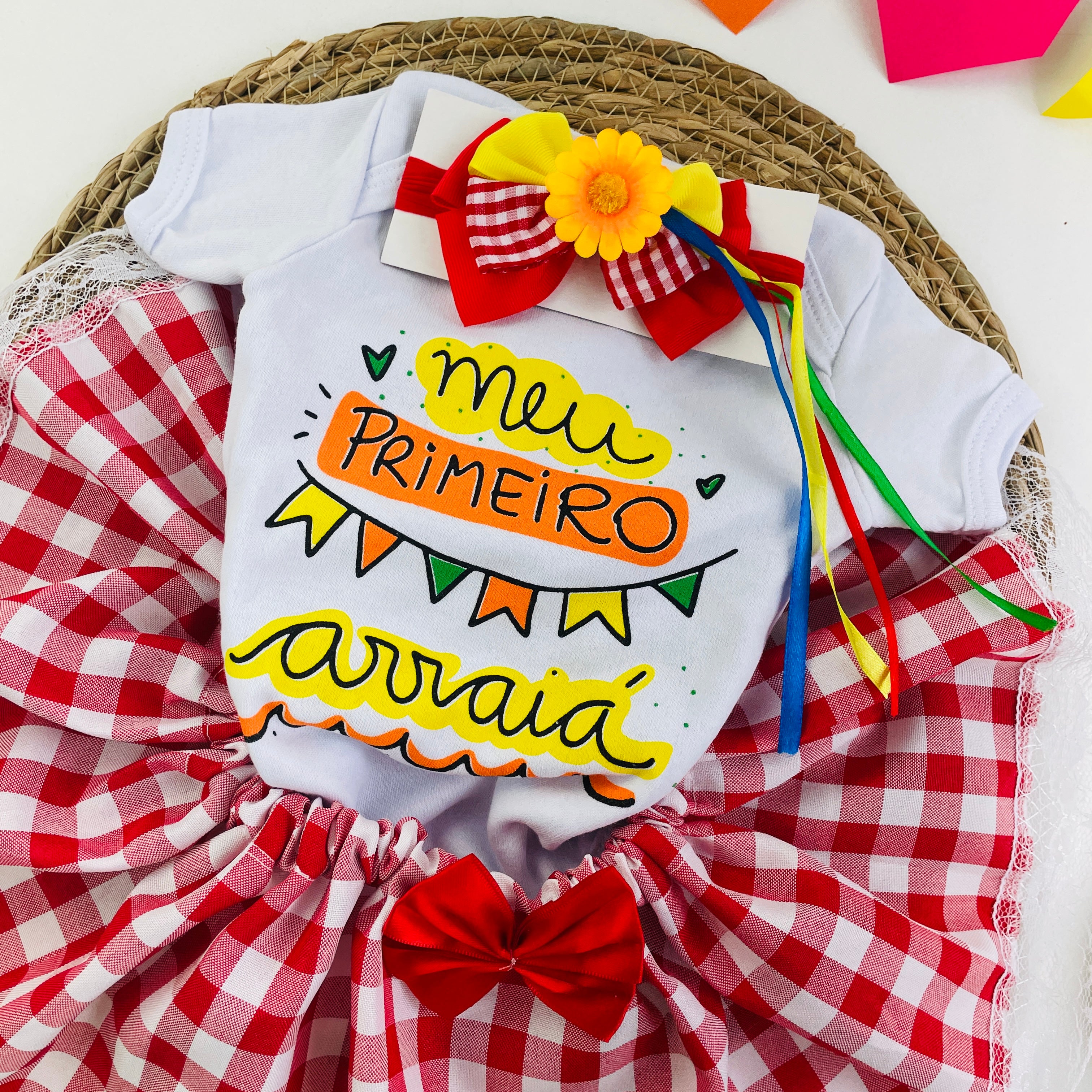 Look completo Body + Saia + Faixa de cabelo Festa Junina