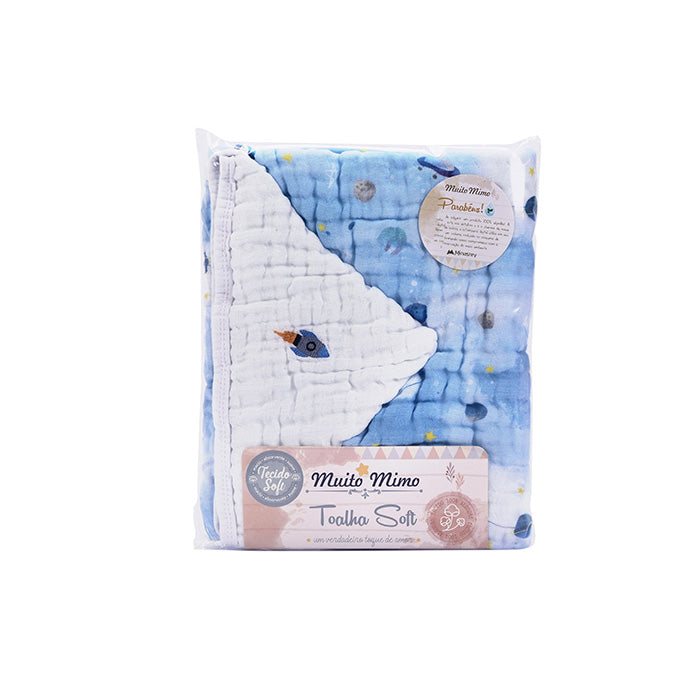Toalhão Infantil Soft Muito Mimo com Capuz Bordado 80x100cm