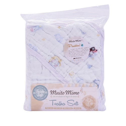 Toalha de Banho Infantil Soft com Capuz Muito Mimo 80x80cm