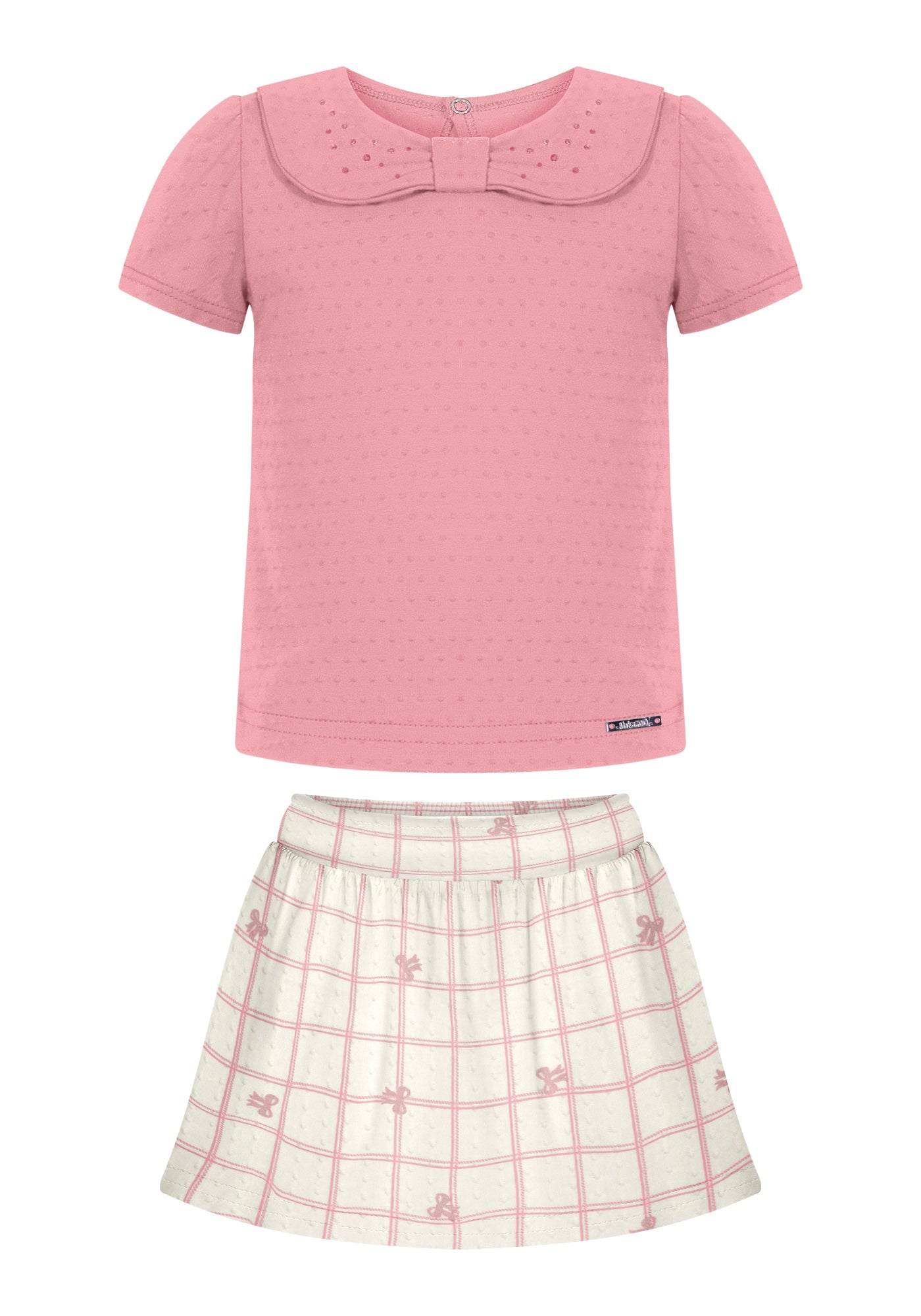 Conjunto Infantil Feminino Alakazoo Gola Lacinho com Strass
