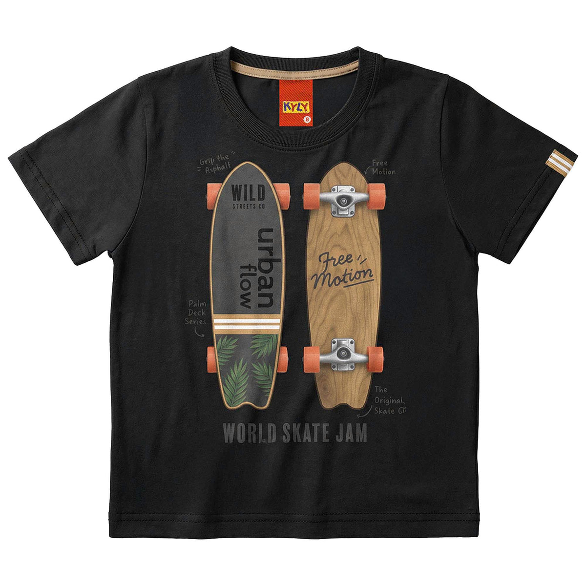 Camiseta Masculina Bebê Kyly Skate Urban Manga Curta