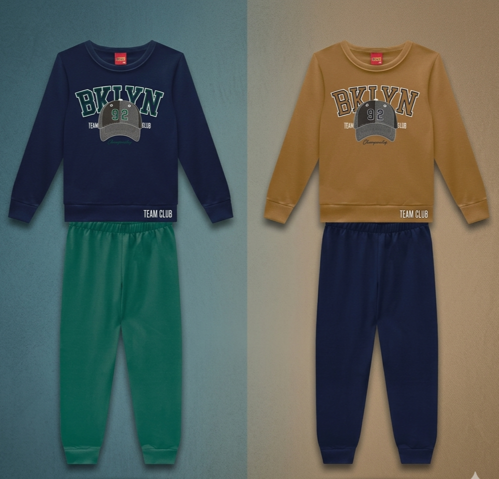 Conjunto Infantil Masculino Kyly Moletom BKLYN Team Club